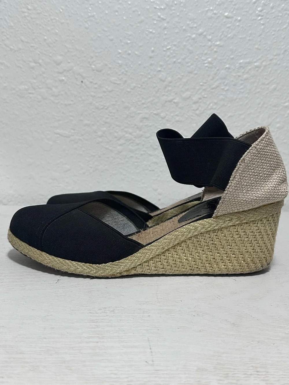 Lauren Ralph Lauren Espadrille Wedge Sandals - Black and Natural- Charla